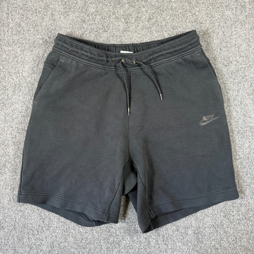 Nike Sportswear Tech Fleece Sweat Shorts Mens Medium Black Zip Pocket Faded
